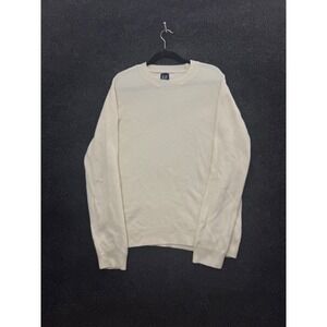 Gap Mens Thermal Long Sleeve Sweatshirt XL Cream Waffle Knit Y2K Off White Shirt